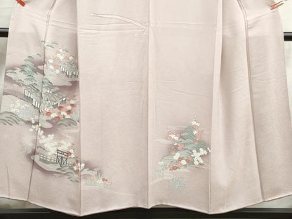平和屋着物■訪問着　友禅　風景花文　松竹梅　暈し染め　正絹　逸品　DABK3234qa