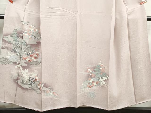 平和屋着物■訪問着　友禅　風景花文　松竹梅　暈し染め　正絹　逸品　DABK3234qa