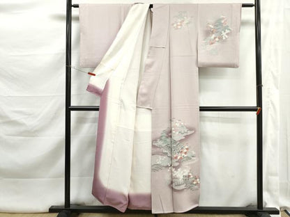 平和屋着物■訪問着　友禅　風景花文　松竹梅　暈し染め　正絹　逸品　DABK3234qa