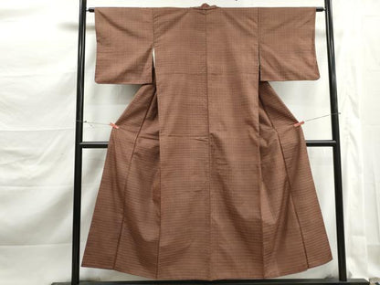 平和屋着物■上質な紬　格子文　正絹　逸品　DABK3238qa