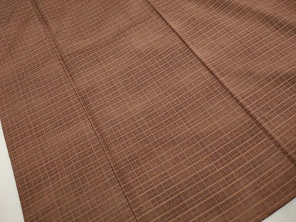 平和屋着物■上質な紬　格子文　正絹　逸品　DABK3238qa