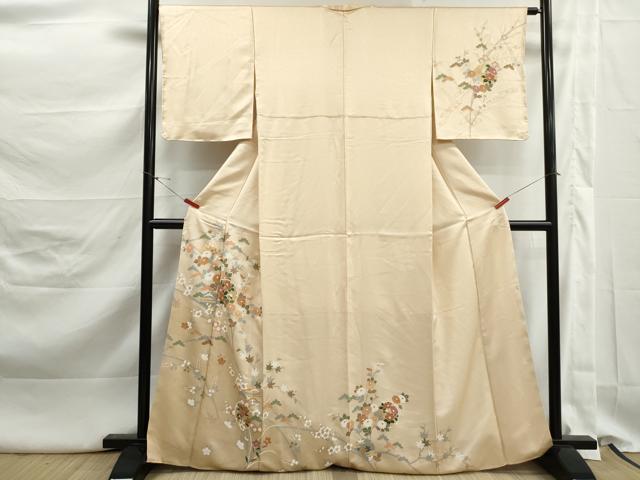 平和屋着物■訪問着　雪輪枝花文　暈し染め　金彩　正絹　逸品　DABK3239qa