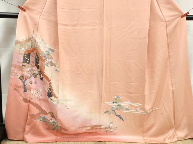 平和屋着物■訪問着　風景花文　松竹梅　暈し染め　金銀彩　正絹　逸品　DABK3240qa