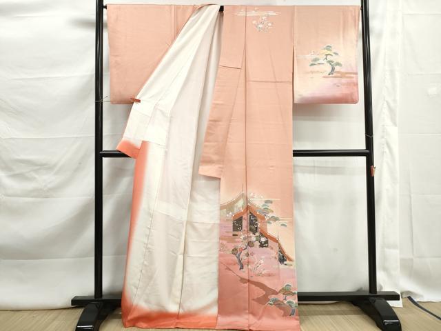 平和屋着物■訪問着　風景花文　松竹梅　暈し染め　金銀彩　正絹　逸品　DABK3240qa