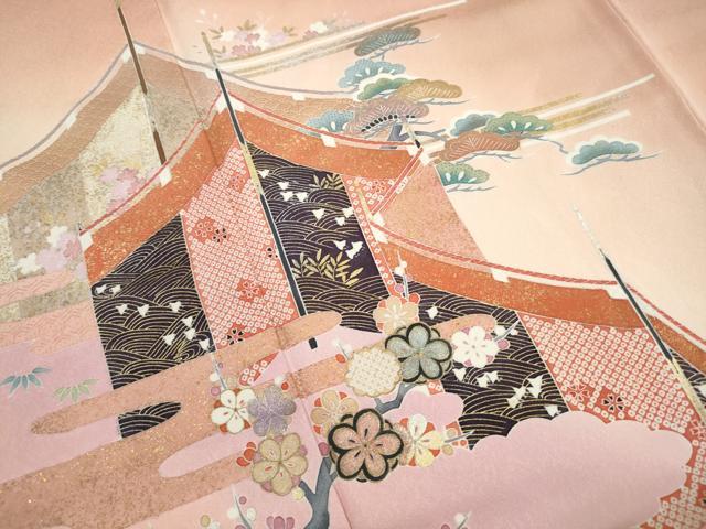 平和屋着物■訪問着　風景花文　松竹梅　暈し染め　金銀彩　正絹　逸品　DABK3240qa