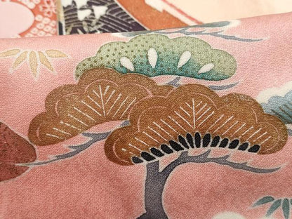 平和屋着物■訪問着　風景花文　松竹梅　暈し染め　金銀彩　正絹　逸品　DABK3240qa