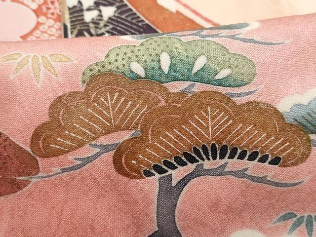 平和屋着物■訪問着　風景花文　松竹梅　暈し染め　金銀彩　正絹　逸品　DABK3240qa