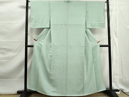 平和屋着物■上質な色無地　鹿の子地紋　薄萌葱色　正絹　逸品　DABK3241qa