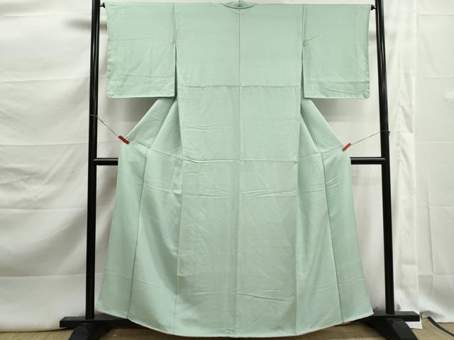 平和屋着物■上質な色無地　鹿の子地紋　薄萌葱色　正絹　逸品　DABK3241qa