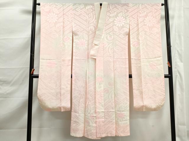 平和屋着物■振袖用長襦袢　無双仕立て　舞花地紋　暈し染め　正絹　逸品　DABK3244qa