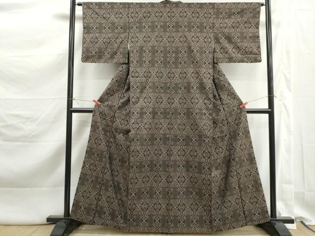 平和屋着物■本場大島紬　7マルキ　幾何学間道　小田急百貨店扱い　正絹　逸品　DABK3248qa