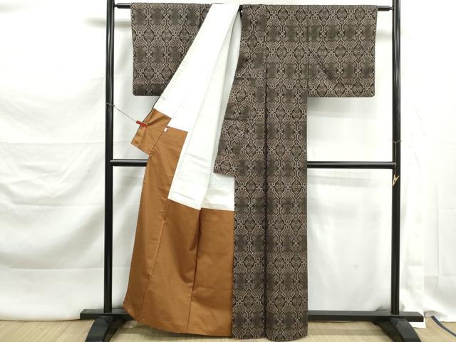 平和屋着物■本場大島紬　7マルキ　幾何学間道　小田急百貨店扱い　正絹　逸品　DABK3248qa