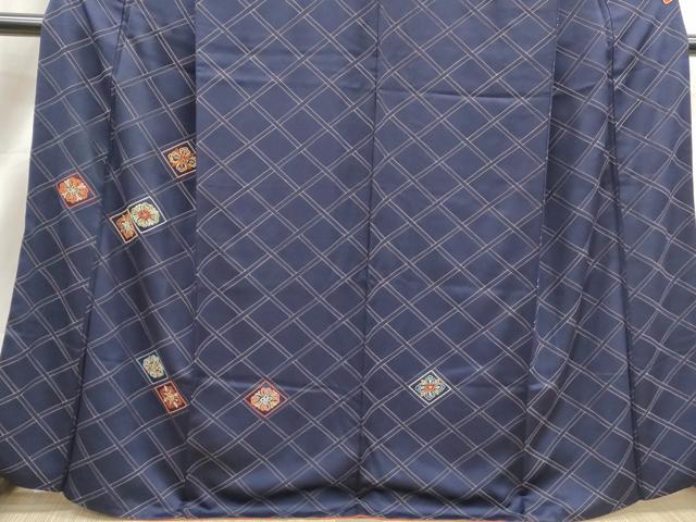 平和屋着物■訪問着　総刺繍　格子花文　金彩　正絹　逸品　DABK3252qa