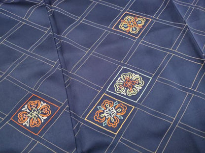 平和屋着物■訪問着　総刺繍　格子花文　金彩　正絹　逸品　DABK3252qa