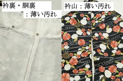 平和屋着物■上質な小紋　流水花文　黒地　金彩　正絹　逸品　DABK3258qa