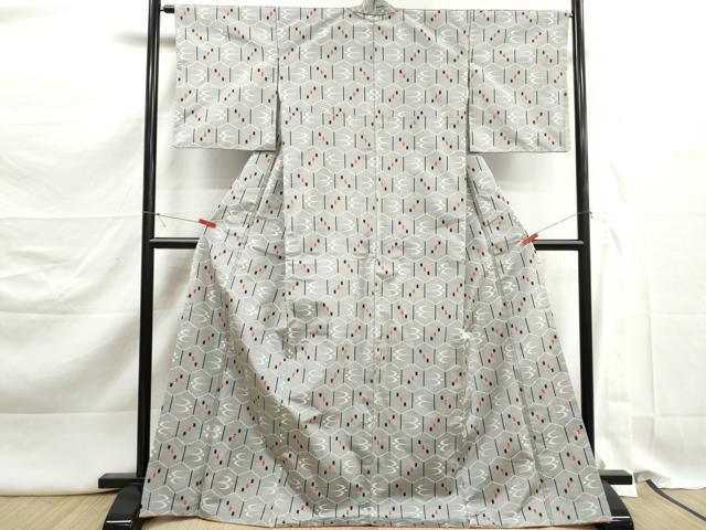 平和屋着物■上質な紬　燕絣亀甲文　正絹　逸品　DABK3265qa