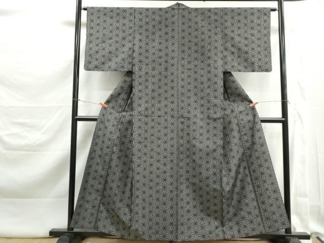 平和屋着物■上質な紬　麻の葉文　正絹　逸品　DABK3268qa