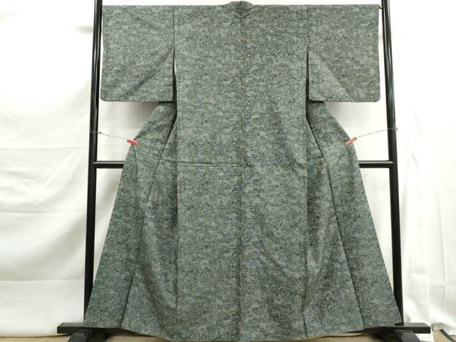 平和屋着物■上質な紬　駒刺繍　風景花文　正絹　逸品　DABK3269qa