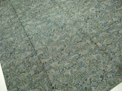 平和屋着物■上質な紬　駒刺繍　風景花文　正絹　逸品　DABK3269qa