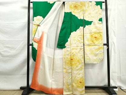 平和屋着物■豪華振袖　駒刺繍　花尽くし　牡丹　金彩　正絹　逸品　DABK3270qa