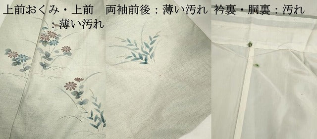 平和屋着物■訪問着　紬地　手描き　草花文　暈し染め　金彩　正絹　逸品　DABK3271qa