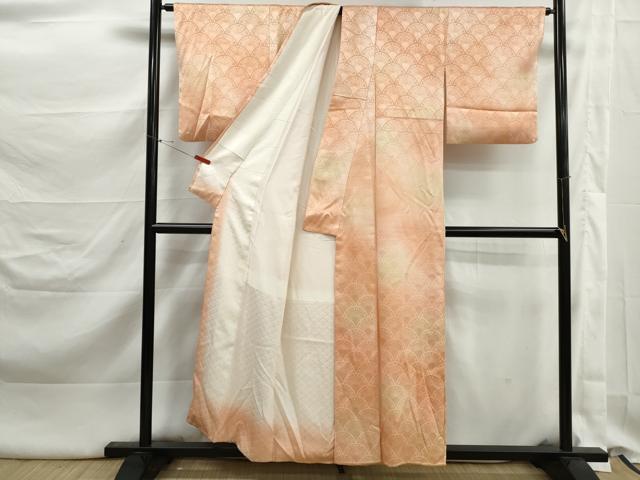 平和屋着物■上質な小紋　花青海波地紋　暈し染め　正絹　逸品　DABK3272qa