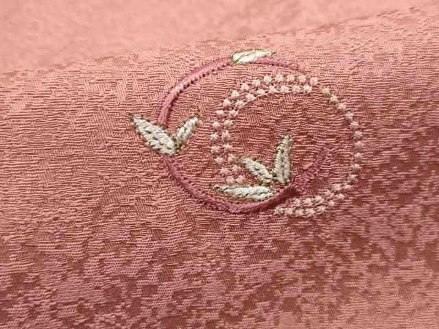 平和屋着物■上質な小紋　総刺繍　笹の葉丸文　金糸　正絹　逸品　DABK3274qa