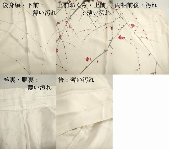 平和屋着物■訪問着　作家物　手描き　枝梅文　金彩　正絹　逸品　DABK3276qa