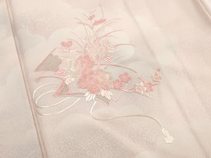 平和屋着物■訪問着　総刺繍　冊子花文　暈し染め　正絹　逸品　DABK3277qa
