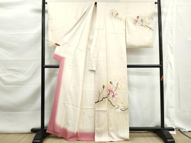 平和屋着物■訪問着　手描き　枝花文　暈し染め　正絹　逸品　DABK3278qa