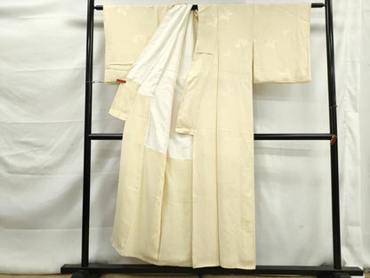 平和屋着物■上質な色無地　舞葉地紋　淡黄色　正絹　逸品　DABK3280qa