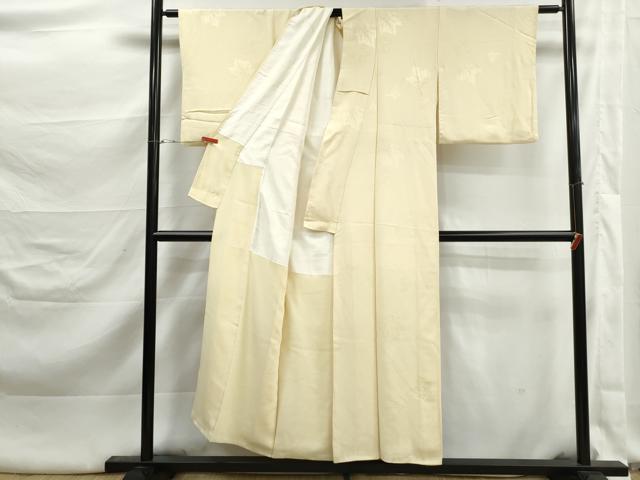 平和屋着物■上質な色無地　舞葉地紋　淡黄色　正絹　逸品　DABK3280qa