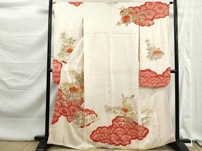 平和屋着物■豪華振袖　駒刺繍　絞り　冊子花文　金銀糸　正絹　逸品　DABK3286qa