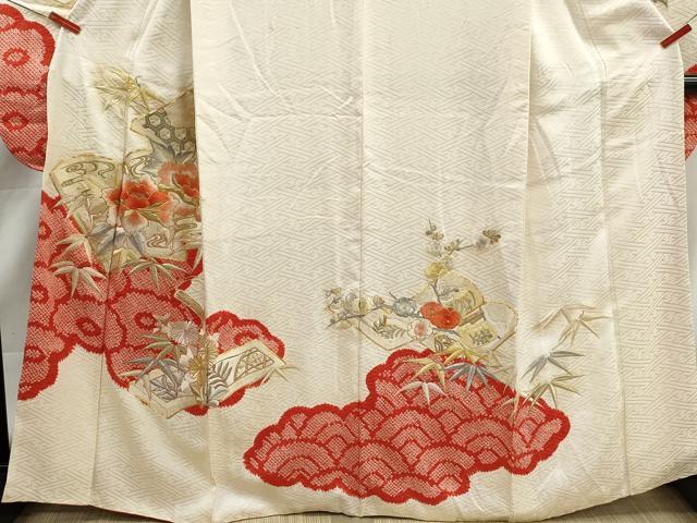 平和屋着物■豪華振袖　駒刺繍　絞り　冊子花文　金銀糸　正絹　逸品　DABK3286qa