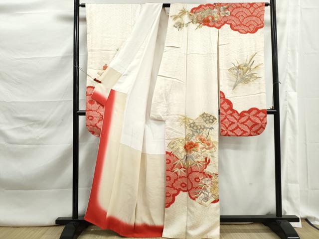 平和屋着物■豪華振袖　駒刺繍　絞り　冊子花文　金銀糸　正絹　逸品　DABK3286qa