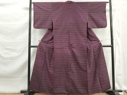 平和屋着物■上質な紬　横段文　正絹　逸品　DABK3289qa
