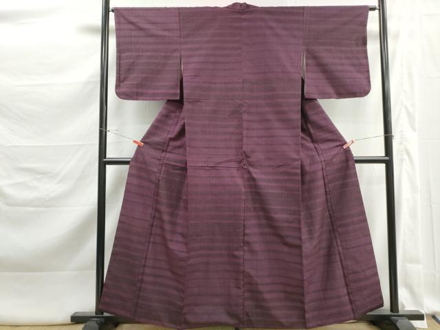 平和屋着物■上質な紬　横段文　正絹　逸品　DABK3289qa