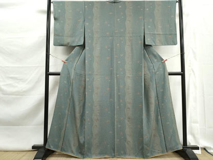 平和屋着物■上質な小紋　花蝶間道　鹿の子　正絹　逸品　DABK3297qa