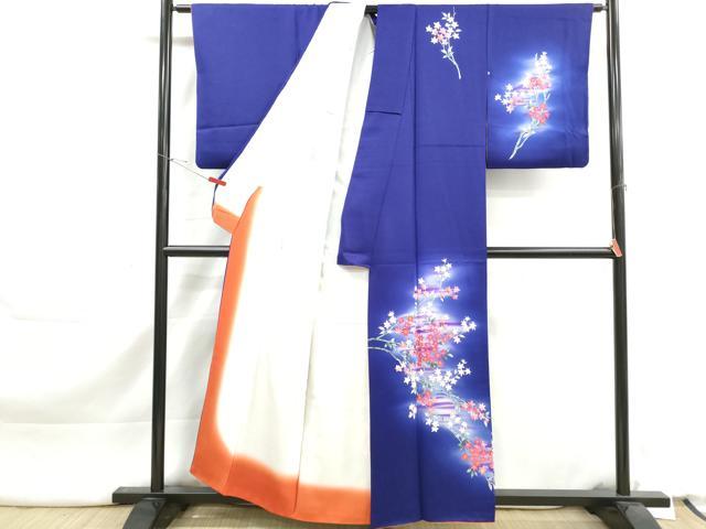 平和屋着物■訪問着　手描き　枝花文　暈し染め　正絹　逸品　DABK3298qa