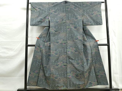 平和屋着物■本場大島紬　7マルキ　雲取り草花文　正絹　逸品　DABK3300qa
