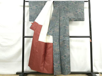 平和屋着物■本場大島紬　7マルキ　雲取り草花文　正絹　逸品　DABK3300qa