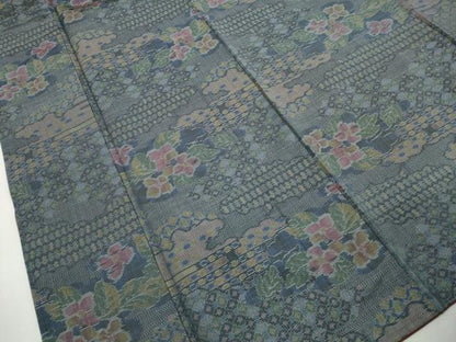 平和屋着物■本場大島紬　7マルキ　雲取り草花文　正絹　逸品　DABK3300qa