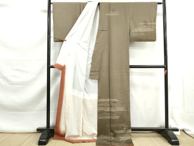 平和屋着物■訪問着　松花文　金彩　ロング丈　正絹　逸品　DABK3303qa