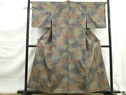 平和屋着物■上質な紬　霞文　暈し染め　正絹　逸品　DABK3309qa