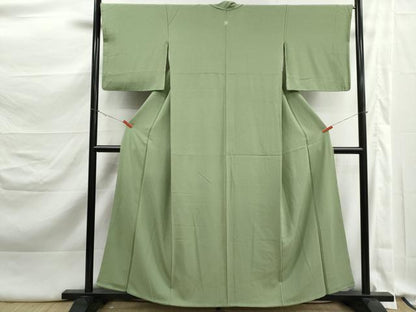 平和屋着物■上質な色無地　柳色　正絹　逸品　DABK3312qa