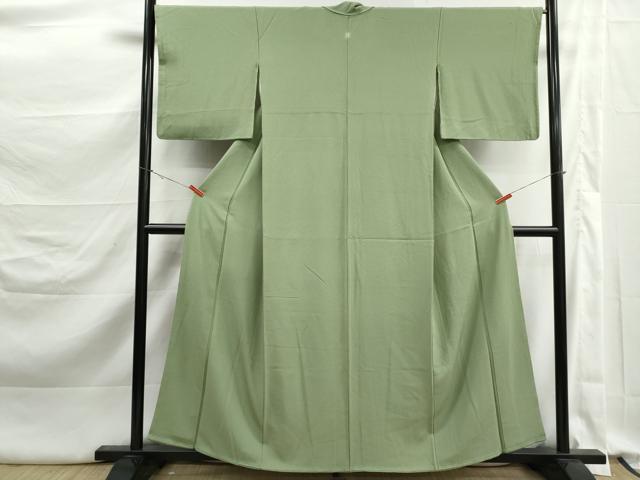 平和屋着物■上質な色無地　柳色　正絹　逸品　DABK3312qa