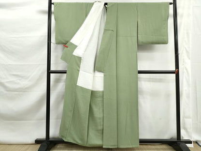 平和屋着物■上質な色無地　柳色　正絹　逸品　DABK3312qa