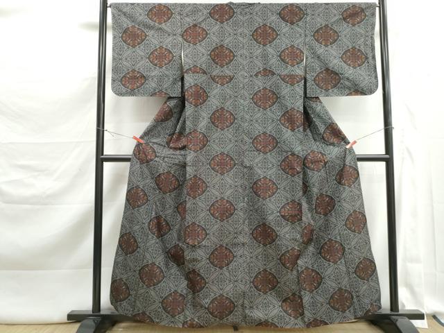 平和屋着物■本場大島紬　7マルキ　七宝花文　正絹　逸品　DABK3313qa