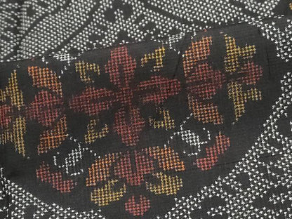 平和屋着物■本場大島紬　7マルキ　七宝花文　正絹　逸品　DABK3313qa