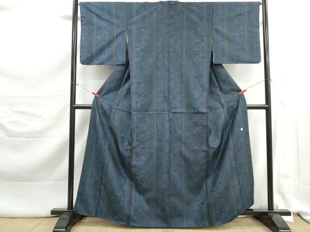 平和屋着物■本場染大島紬　作家物　草花間道　正絹　逸品　DABK3317qa